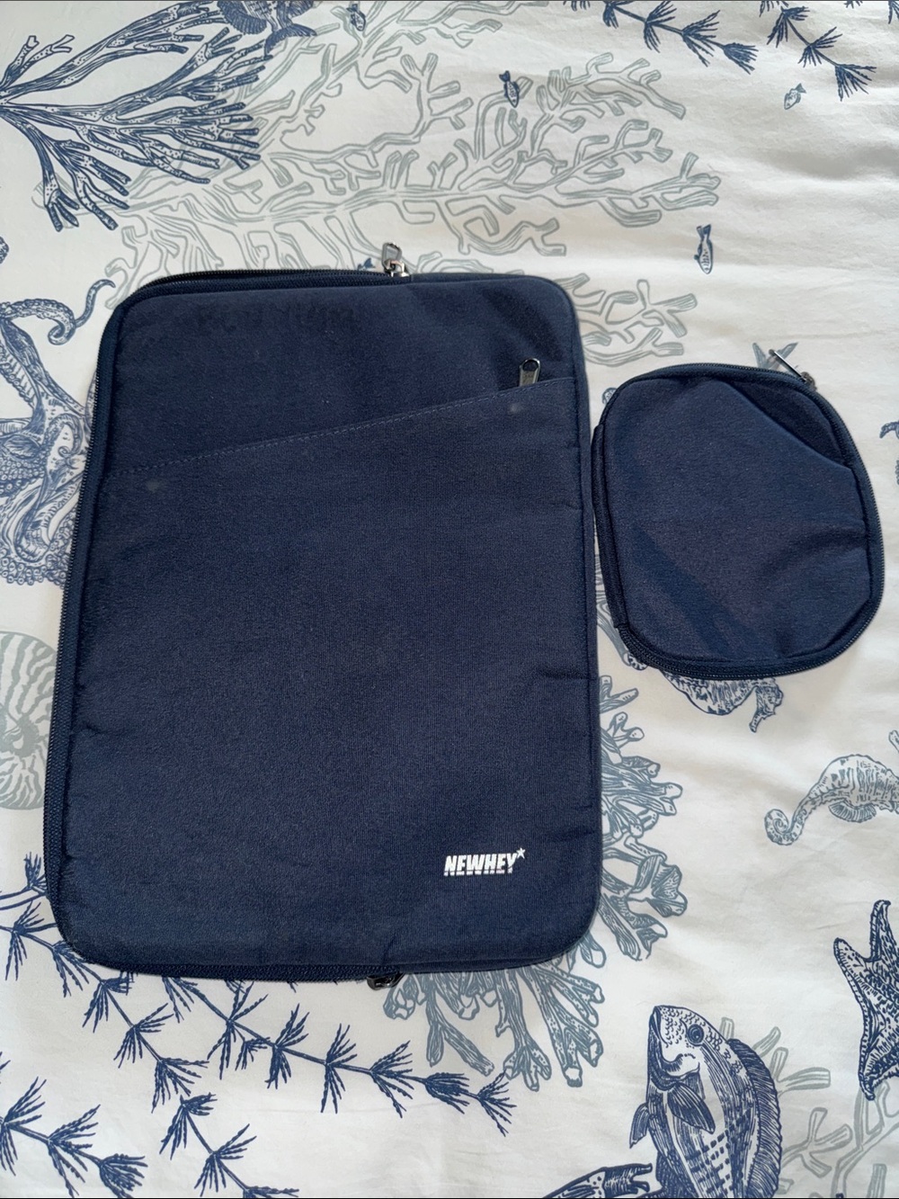 NEWHEY Navy Laptop Sleeve + Accessory Pouch